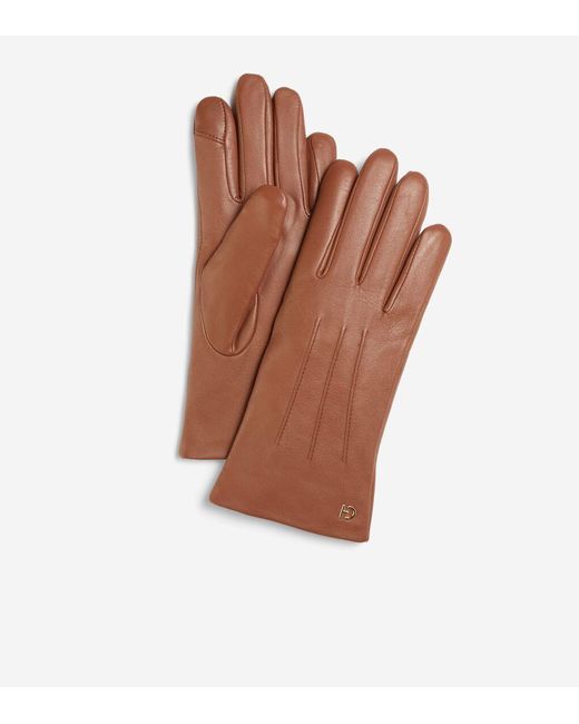 Cole Haan Brown Leather Tech Tip Glove
