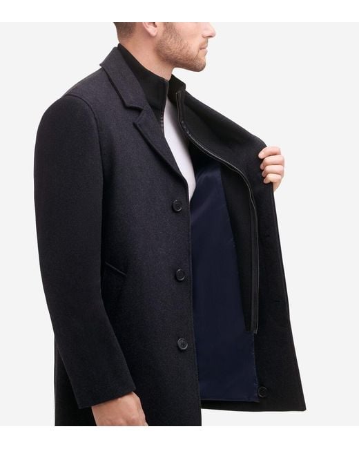 Cole Haan Black Men's Wool-blend Car Coat for men