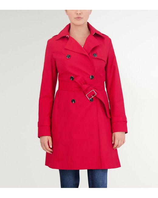 Cole Haan Red Women's Hooded Trench Coat