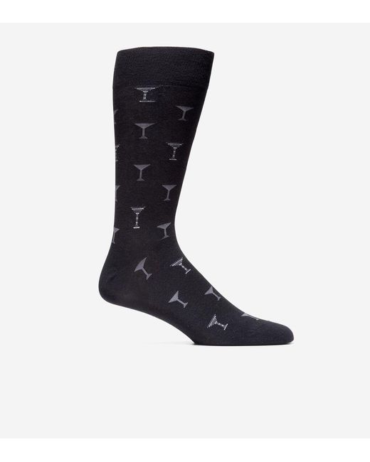 Cole Haan Black Men's Martini Glass Dress Crew Socks for men