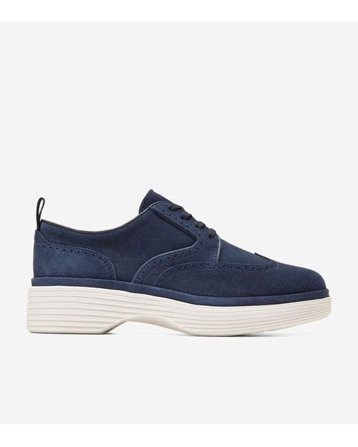 Cole Haan Blue Women's Øriginalgrand City Platform Wingtip Oxfords