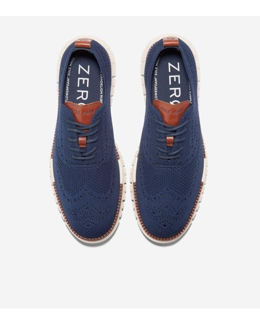 Cole Haan Blue Men's Zerøgrand Remastered Stitchlitetm Wingtip Oxfords for men