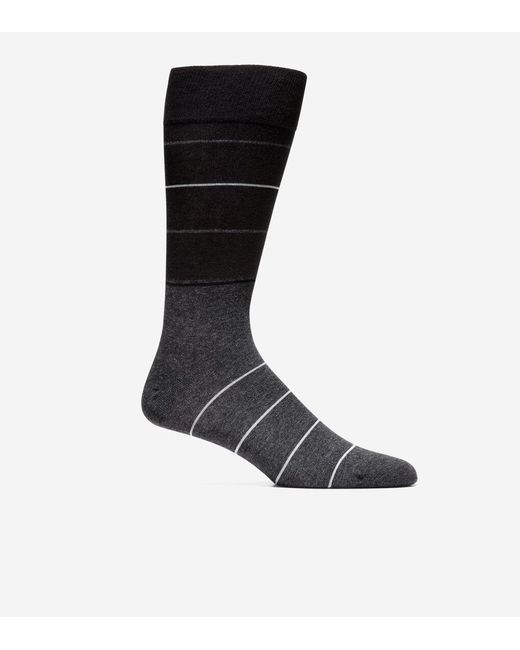 Cole Haan Black Men's Color Block Stripe Dress Crew Socks for men