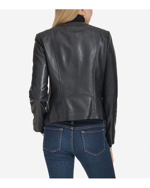 Cole Haan Women s Curved seam Leather Jacket in Black Lyst