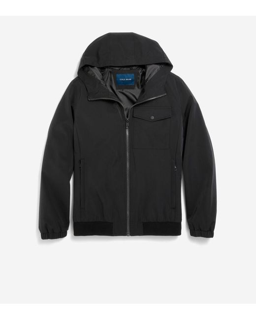 Cole Haan Black Men's Sleek Nylon Hooded Jacket for men