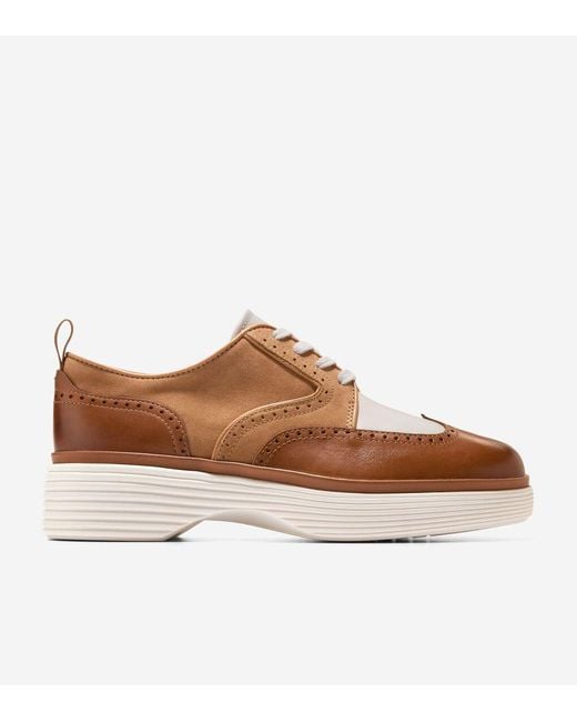 Cole Haan Brown Women's Øriginalgrand City Platform Wingtip Oxfords