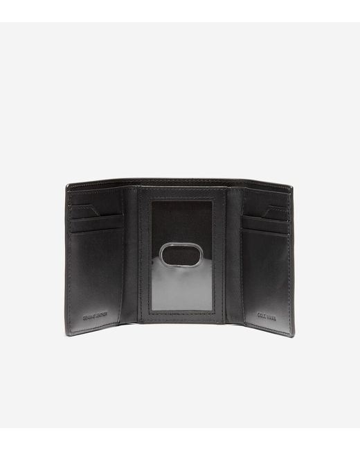 Cole Haan Black Boxshine Trifold Wallet for men