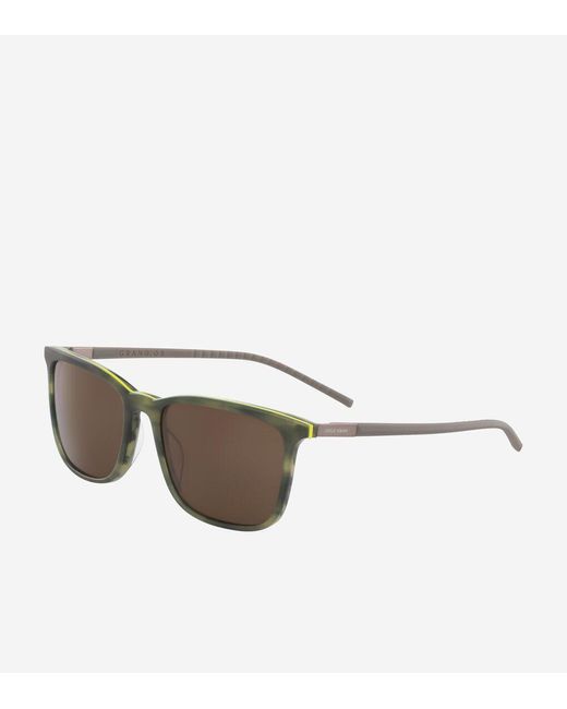 Cole Haan Brown Rectangle Flex Horn-rimmed Sunglasses for men