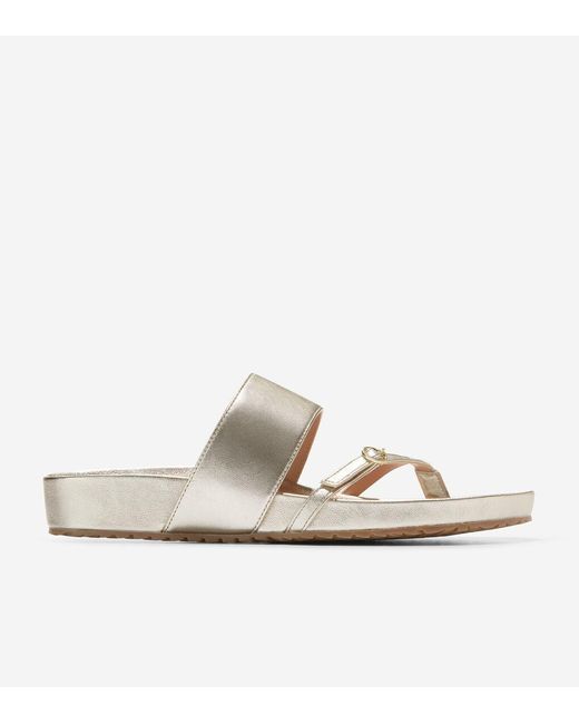 Cole Haan Leather Milani Thong Sandal in Soft Gold Leather (Metallic) Lyst