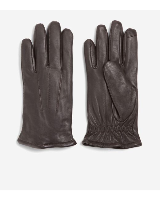 Cole Haan Gray Leather Tech Tip Glove for men