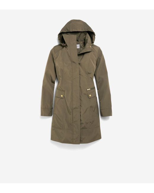Cole Haan Green Women's Signature Packable Hooded Rain Jacket