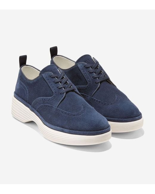 Cole Haan Blue Women's Øriginalgrand City Platform Wingtip Oxfords