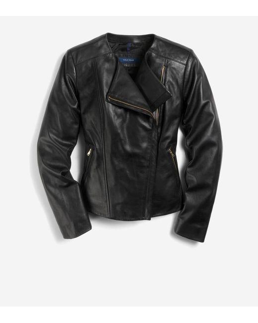 Cole Haan Black Women's Asymmetrical Leather Jacket