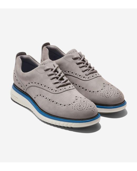 Cole Haan Gray Wingtip Oxfords with Blue Laces Cole Haan Grand Evolution Wingtip Oxford Gray Blue Casual  main image 3