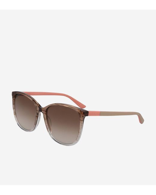 Cole Haan Brown Rectangle Flex Horn-rimmed Sunglasses