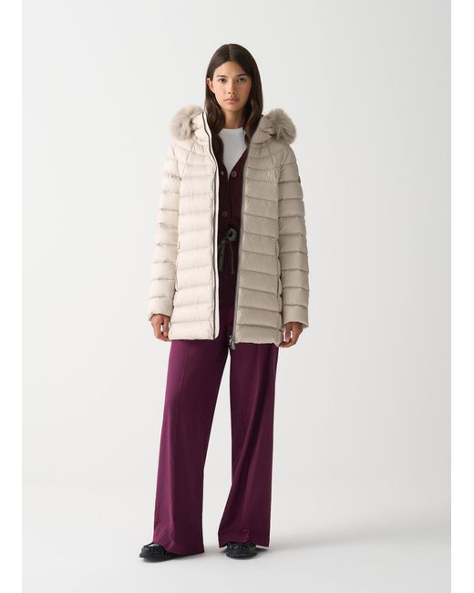 Piumino A Trapezio Con Pelliccia, Colore Canapa, Taglia di Colmar in White
