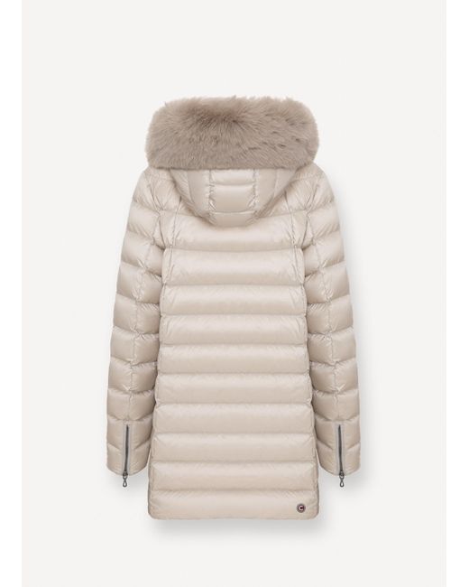 Piumino A Trapezio Con Pelliccia, Colore Canapa, Taglia di Colmar in White