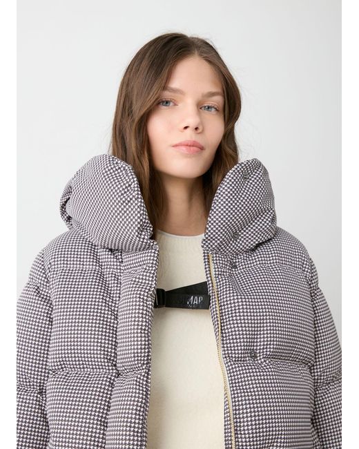 Piumino Pied De Poule Con Maxi Cappuccio, Colore Pied De Poule, Taglia di Colmar in White