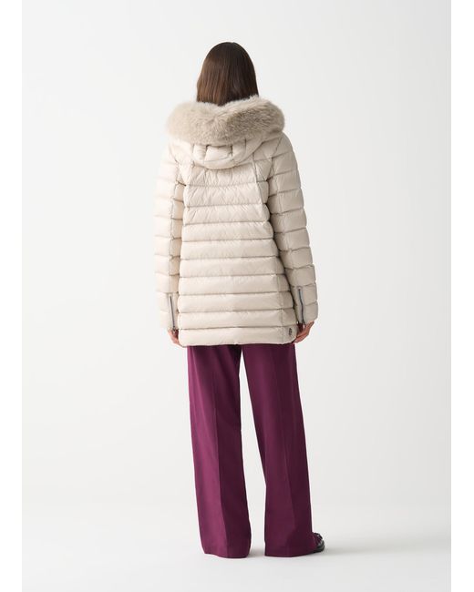 Piumino A Trapezio Con Pelliccia, Colore Canapa, Taglia di Colmar in White