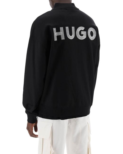 HUGO Black Embroidered Logo Sweatshirt By for men
