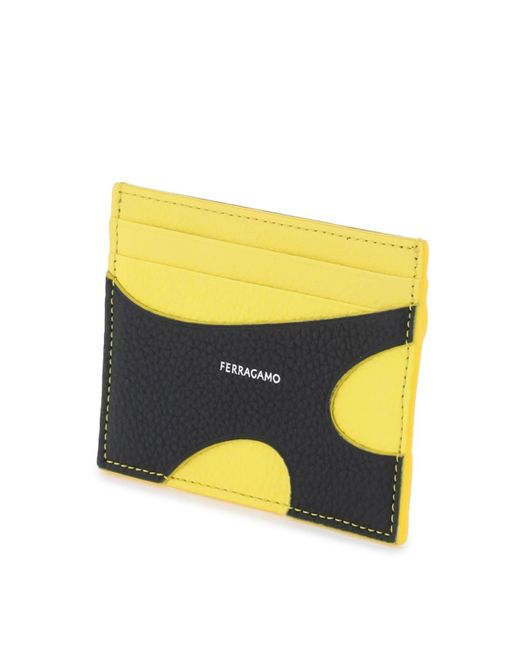 Ferragamo Yellow Cut-Out Card Holder for men