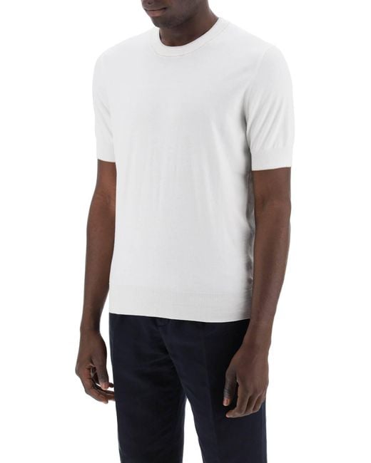 Brunello Cucinelli White Cotton Yarn T-Shirt For for men