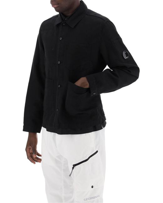 C P Company Black Multi-Pocket Overshirt for men