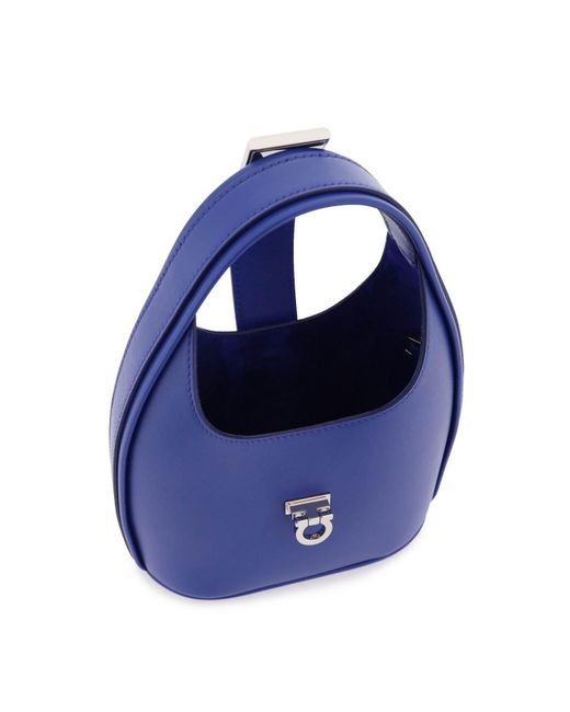 Ferragamo Blue Mini Leather Hobo Bag