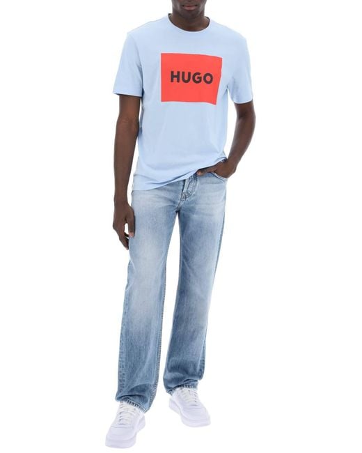 T Shirt Dulive Con Box Logo di HUGO in White da Uomo
