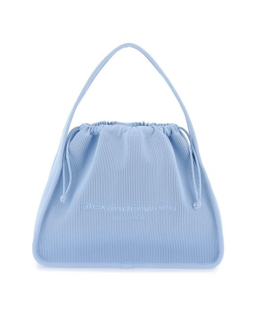 Alexander Wang Blue Large Rib-Knit Ryan Handbag