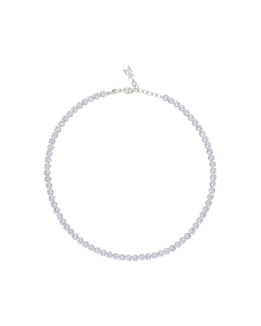 AMINA MUADDI White Chocker Necklace With Crystals