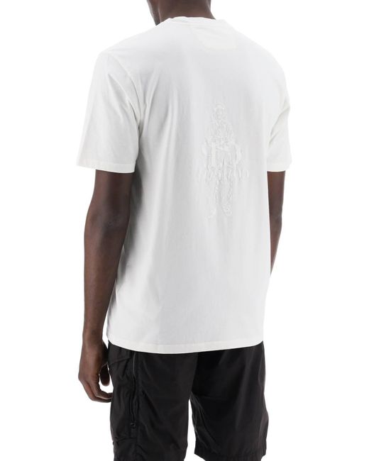 C P Company White Printed T-Shirt With for men