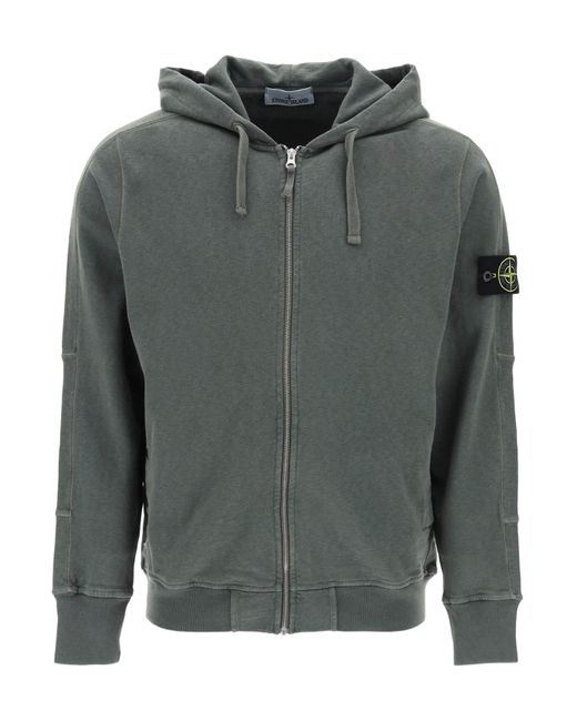 Stone Island Gray Lightweight Hoodie With Zipper And Hood for men