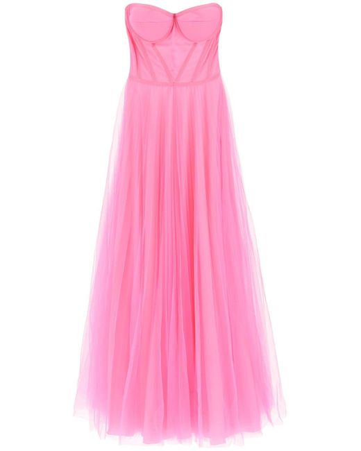 19:13 Dresscode Pink Long Tulle Bustier Dress
