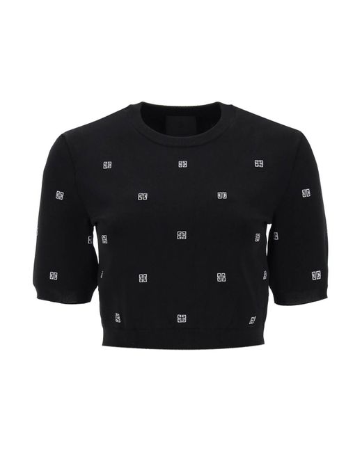 Givenchy Black Knitted Cropped Top With 4g Motif
