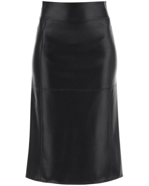 Max Mara Black Coated Fabric Midi Skirt