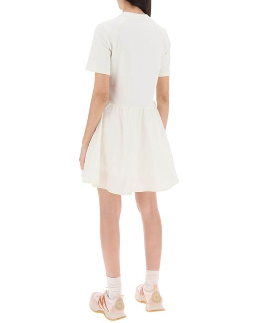 Moncler White Two Tone Mini Dress With