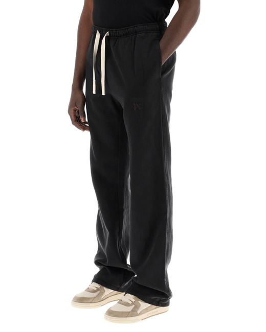 Palm Angels Black Wide-Legged Travel Pants For Comfortable for men
