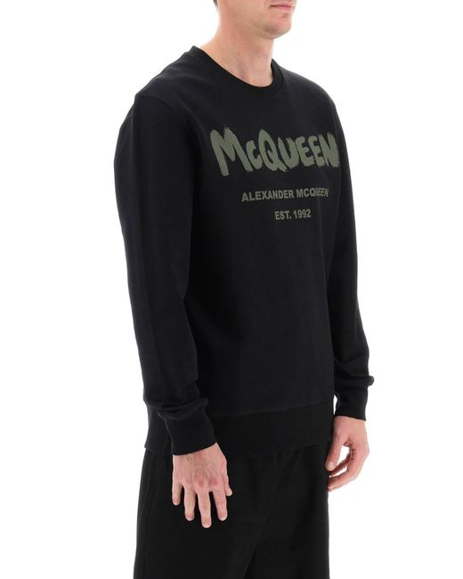 Alexander McQueen Black Mcqueen Graffiti Sweatshirt for men