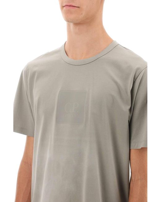 C P Company Gray Mercerized Cotton T-shirt With Logo Badge for men