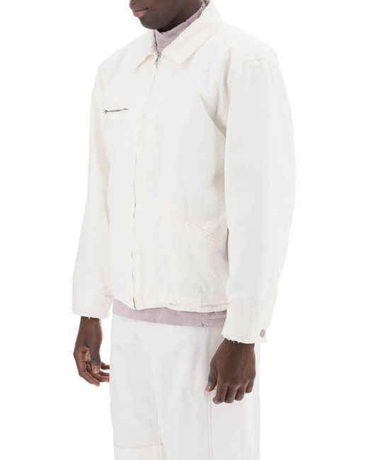 MM6 by Maison Martin Margiela White Distressed Cotton Canvas Jacket for men