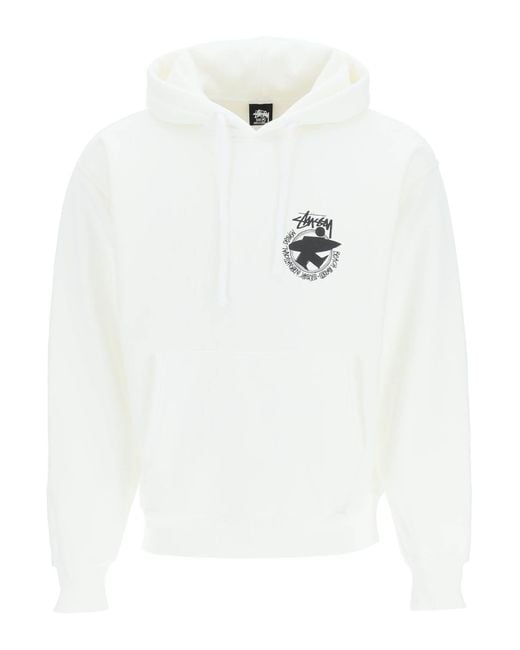 Stussy White Beach Roots Hoodie for men