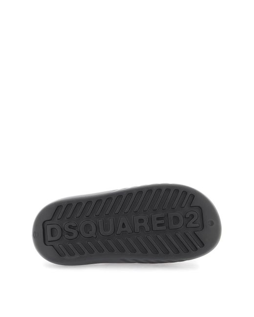 DSquared² Gray Rubber Oversized Slides for men