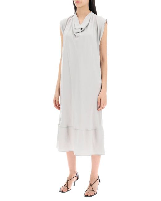 Lemaire White Midi Dress With Diagonal Cut In
