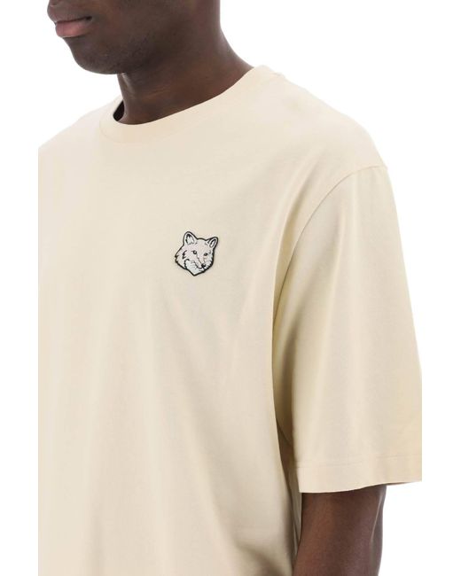 Maison Kitsuné Natural Maison Kitsune "Bold Fox Head Patch T-Shirt" for men