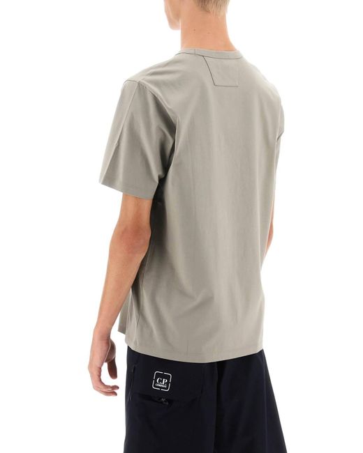 C P Company Gray Mercerized Cotton T-shirt With Logo Badge for men
