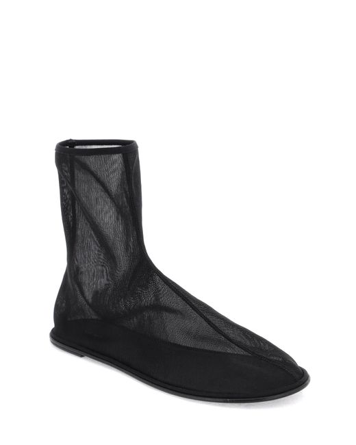The Row Black Nylon Ankle Boots