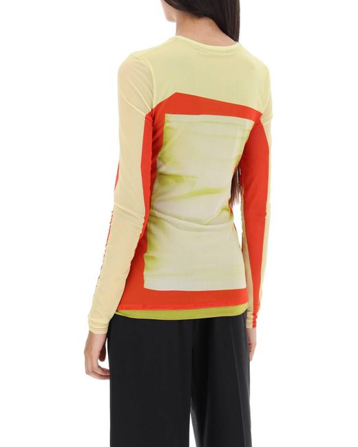 Loewe Yellow Tube Graphic-print Stretch-woven Top
