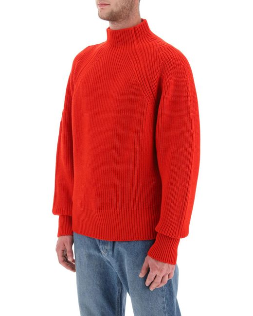 Ferragamo Red Ribbed Wool Sweater for men