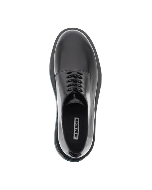 Jil Sander Black Brushed Leather Derby Shoe for men
